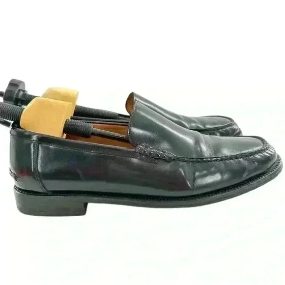 Bally raton mens dress shoes size 12 black Italian leather slip on loafers